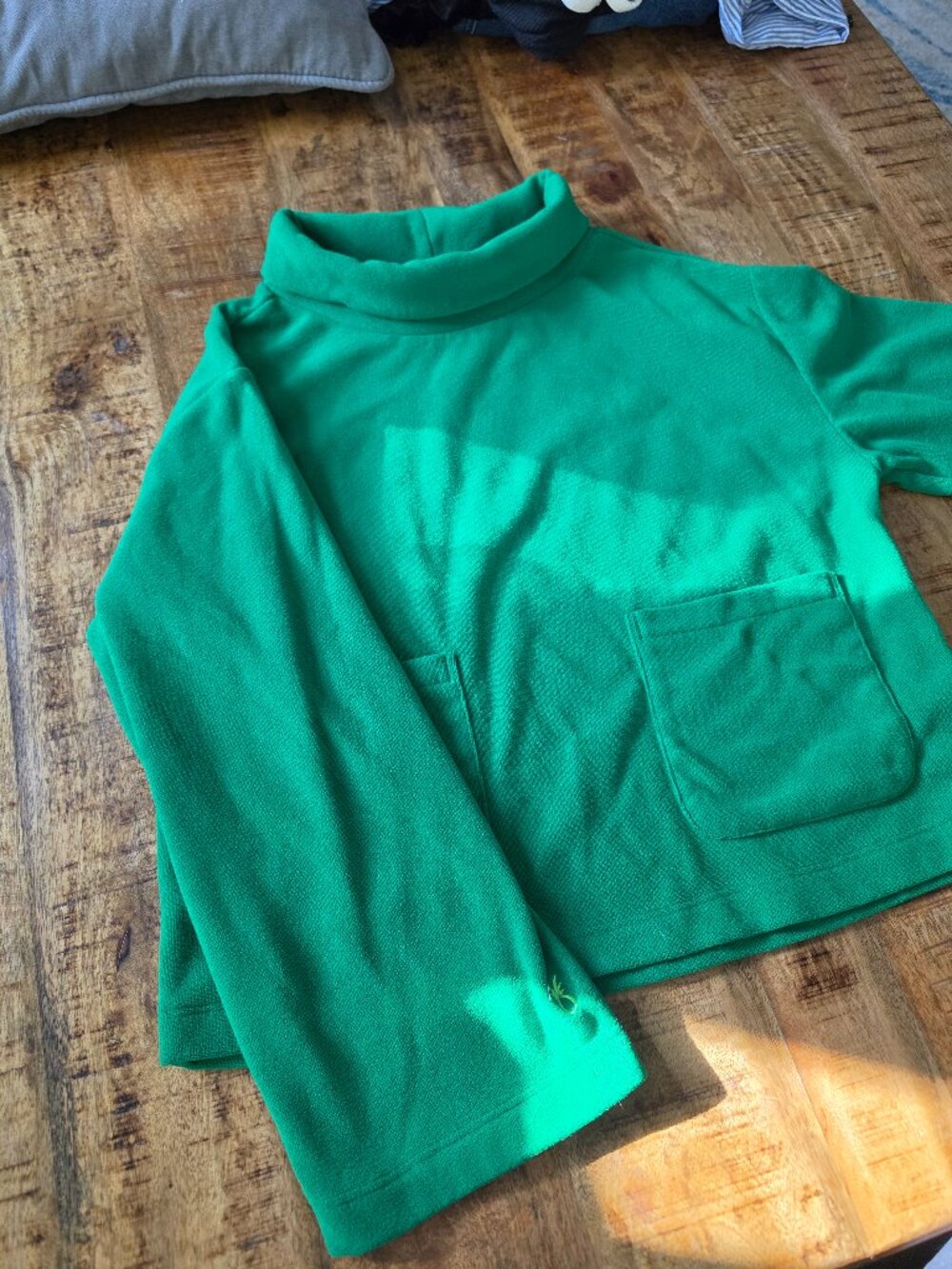 Dudley Stephens Green Fleece Pullover Turtleneck Pockets Size M